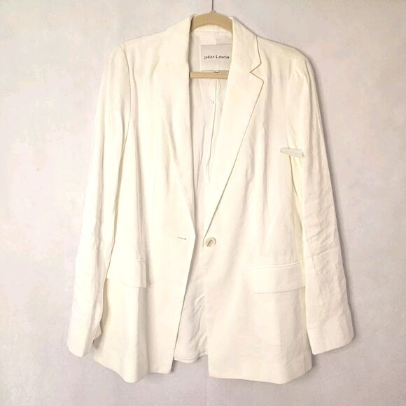 JUDITH & CHARLES Sz 6 White Blazer - Picture 3 of 8